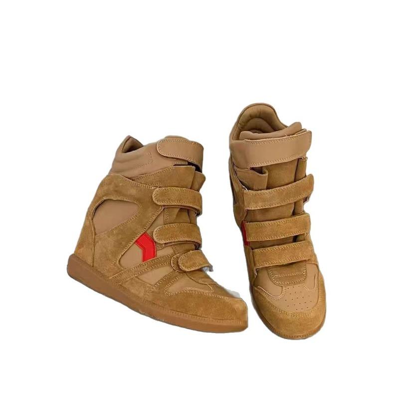 7 inner height increase leather high-top little white shoes women's autumn new Velcro casual sports shoes