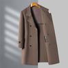 High-end men's woolen coat double-breasted fashionable woolen windbreaker long middle-aged casual suit jacket for men