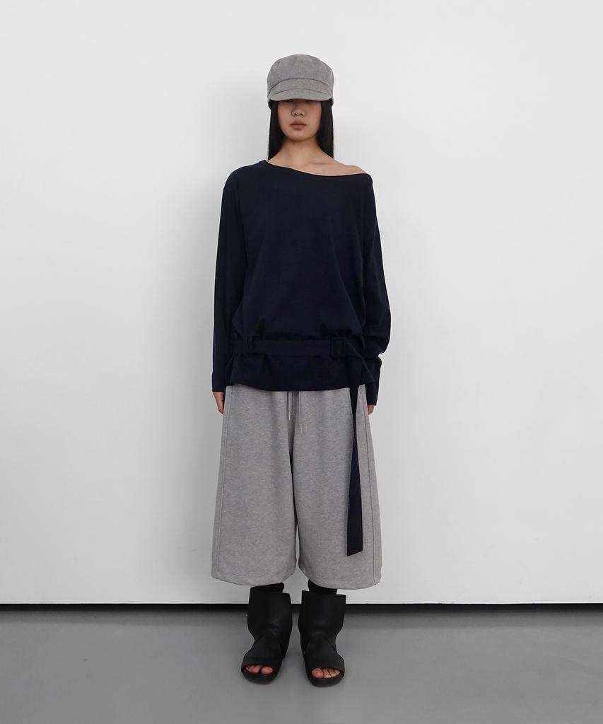 Saendeulig One Shoulder Belt T_Navy