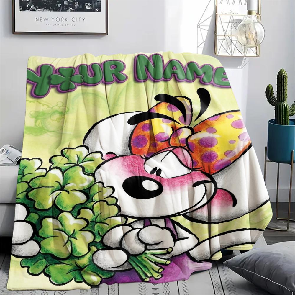 1PC Custom Name Diddl Patterned Flannel Blanket Suitable For All Seasons for Home Decor Warmth and Comfort Gifts Holiday Present