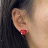 Take a Bite of the Apple! Ankara Red Stud Earrings Niche Design High Sense Sweet Delicate Versatile Fashion Earrings Women