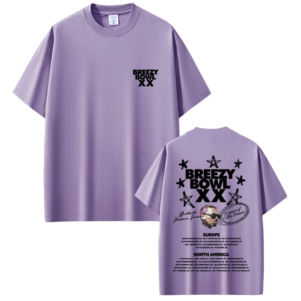 Hot Sale New Chris Brown Breezy Bowl XX Tour 2025 T Shirt Unisex Women Hip Hop Pop Music Tshirts Unisexs Fashion Rap Retro T Shirts