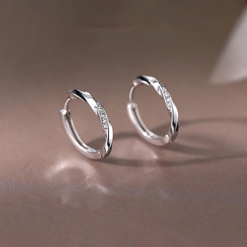 925 Silver Sparkling Zircon Round Hoop Earrings For Women Party Classic Fine Jewelry Light Luxury Geometric Accessories