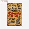Vintage Metal Sign: Before Noon Will Make You a Pirate Not a Drunk, Funny Bar Wall Decor, Frameless Tin Plaque