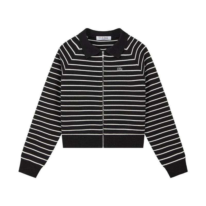 ELLE KIDS Girls  Striped Embroidered Knit Cardigan 150