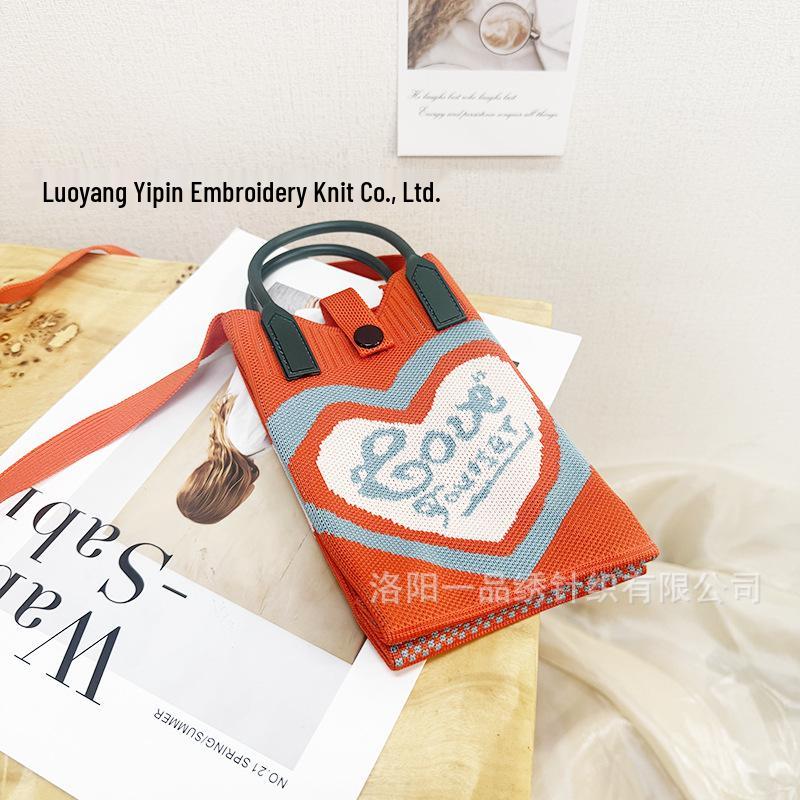 Cute Cartoon Dopamine Knit Crossbody Phone and Coin Bag