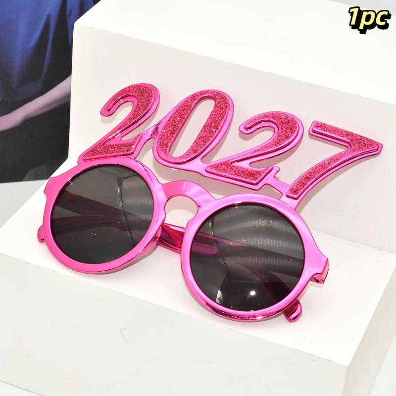 2027 Number Eyeglasses Happy New Year Glasses Diamond Glitter Sunglasses Cosplay Prop Xmas Party Decoration Funny Glasses