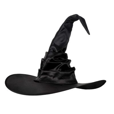 Fashion Black Folds Wizard Hat Angled Witch Hat Black Folds Wizard Hat Halloween Popular Creative Witches Props Gift
