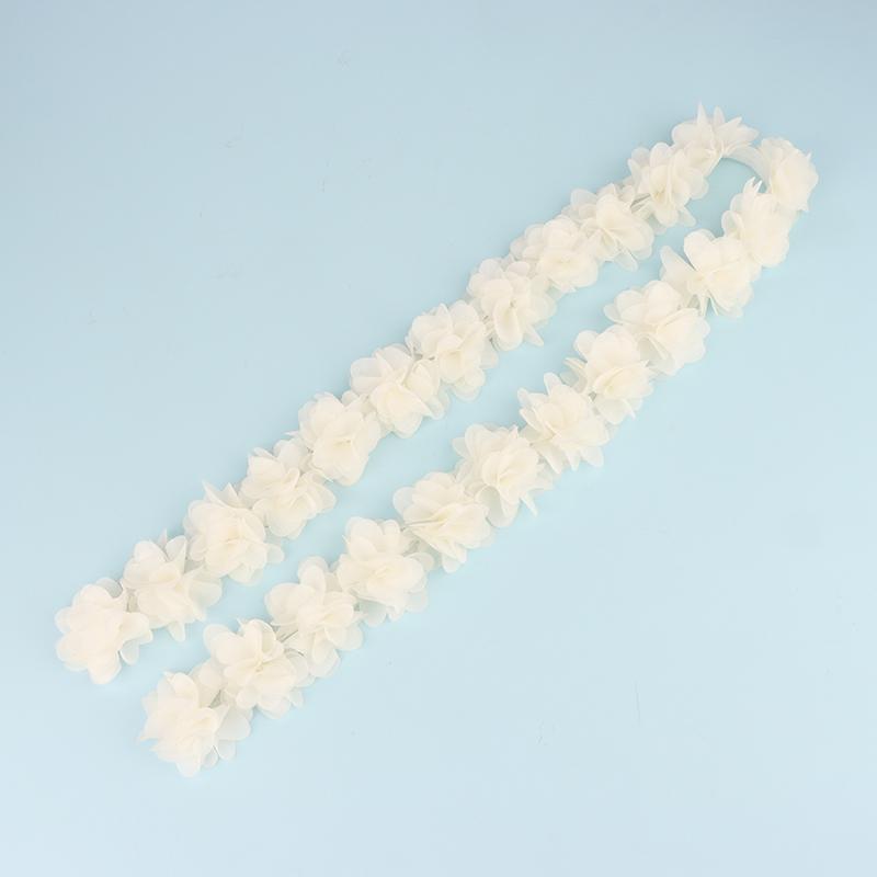 1 Yard 24 Flowers Chiffon Lace Patch Fabric Webbing Decoration Flower Gift Ribbons Diy Bridal Veil Shoes Wedding Clothes Crafts