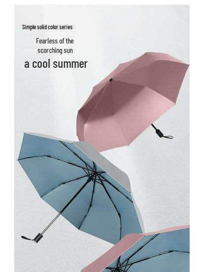 UPF50 Double Layer Titanium Silver & Black Anti-UV Folding Umbrella for Women & Men