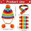 Saintrygo 12 Pcs Dog Leg Warmers Hat Scarf Set Winter Knitted Dog Costume Set Include Warm Striped Hat Small Scarf Leg Warmers for Pet Cat Puppy, S