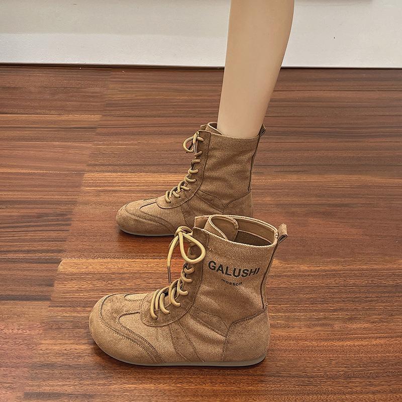 Autumn new casual denim lace-up retro Martin boots locomotive boots short boots tooling boots