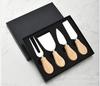 Oak Handle Cheese Knife Set Cheese Pizza Stainless Steel Cheese Knife Gift Box Black