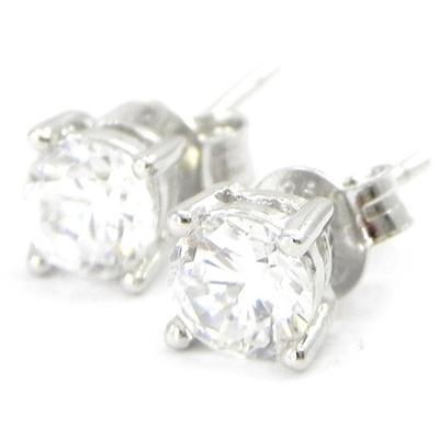 [I3972] - White 'Essentiel' Silver Earrings (rhodium-plated) - 5 Mm