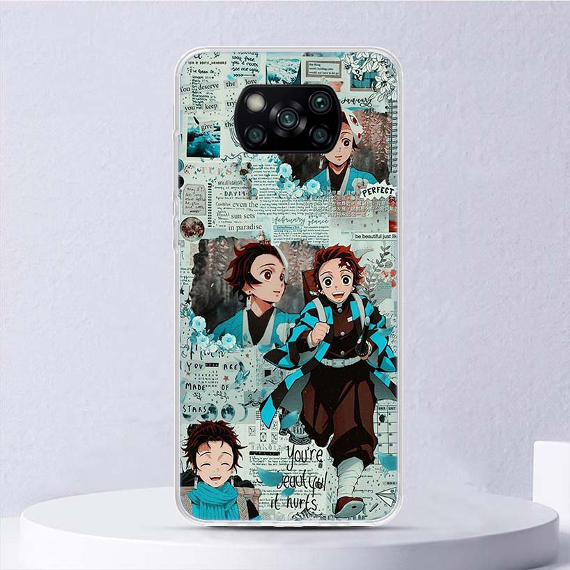 Demon Slayer Anime Kimetsu No Yaiba Soft Case pro Xiaomi Poco X3 NFC X4 M4 Pro M3 M2 Kryt na telefon F3 F2 F1 Mi Note 10 Lite A3 A2