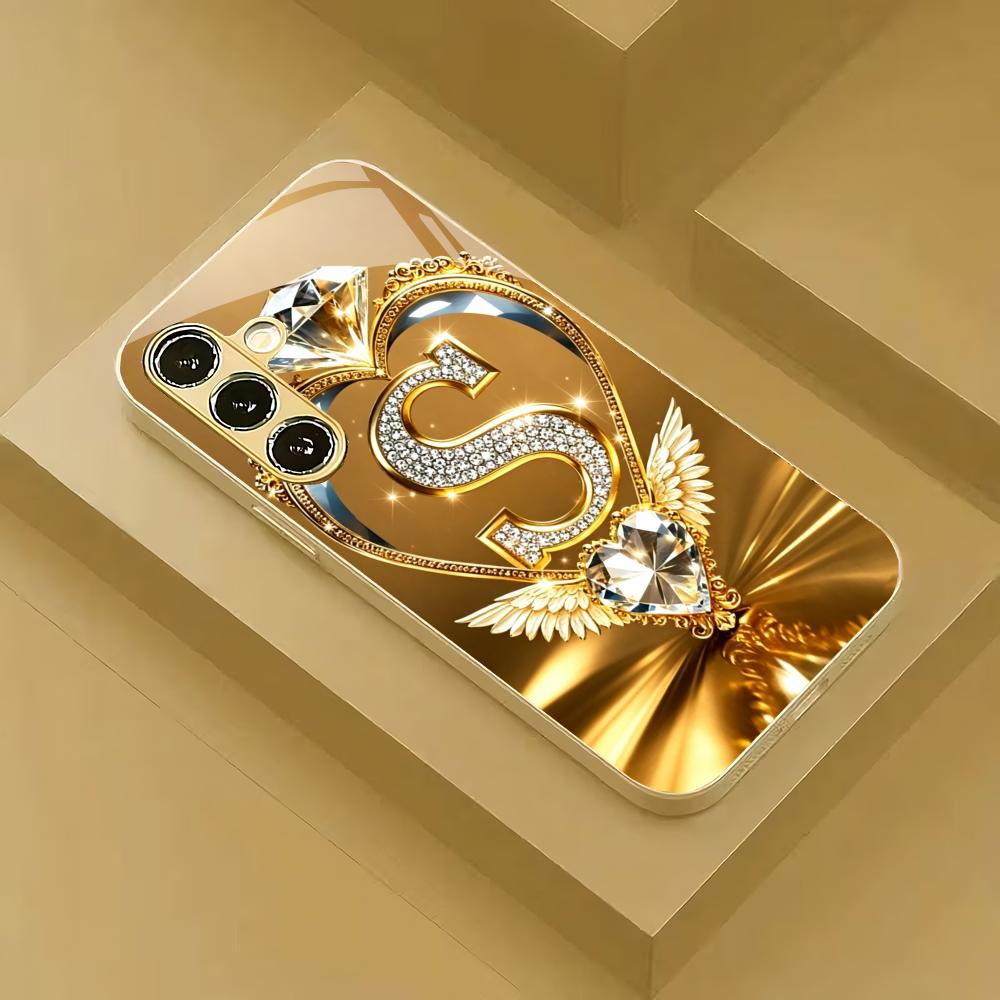 Love letter S electroplated glass phone case suitable for Samsung Galaxy S26 S25 S24 S22 S21 S20 FE/Ultra/Plus5G anti drop