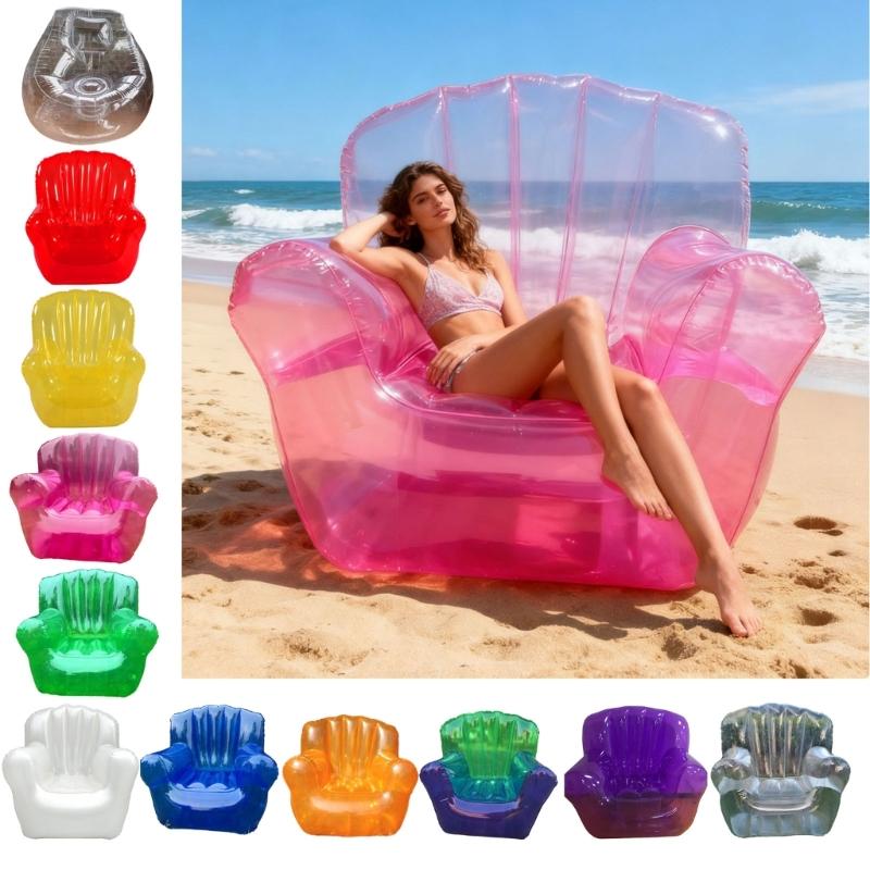 Transparenter aufblasbarer PVC-Sofastuhl Robuste Ausführung Ergonomisches Design Luftsofa zur Entspannung Außenbereich Garten Poolseite