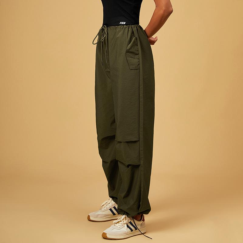Women's Retro Cargo Slimming Windbreaker Pants for Autumn/Winter Running