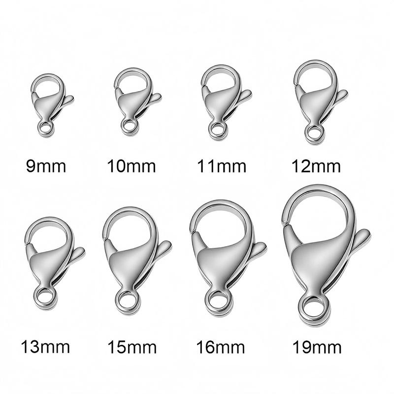 20/30/40 Waterproof 316L Stainless Steel Mirror Polished Lobster Clasps Women 9/10/11/12/13/15/16/19mm Necklace Bracelet Making