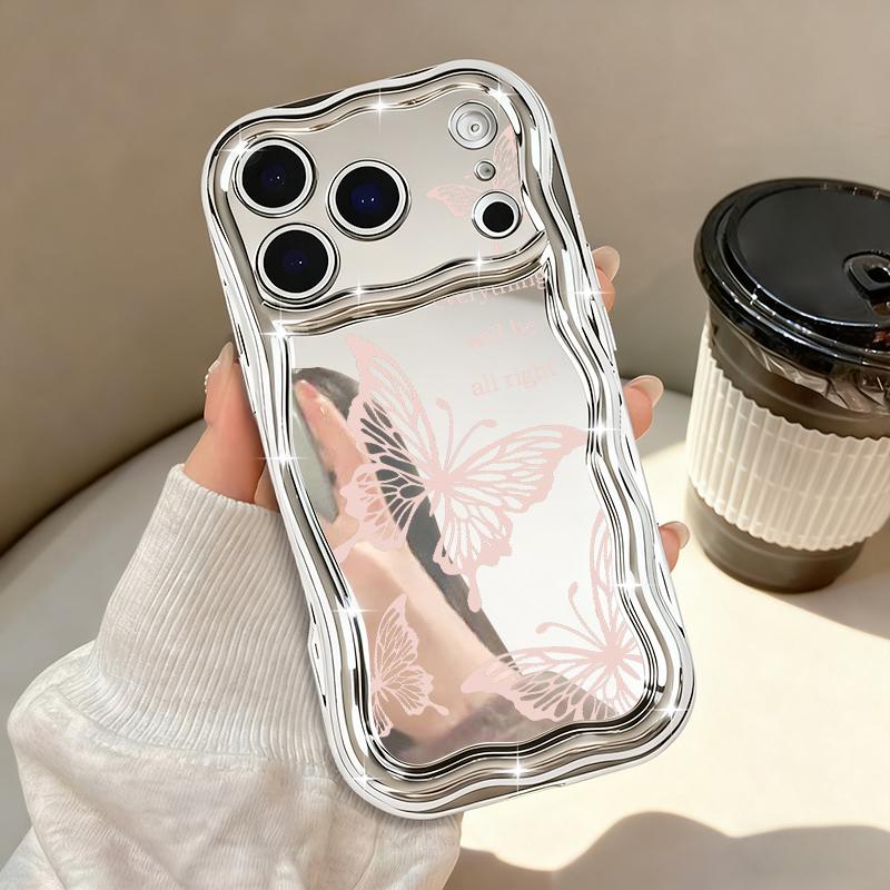 Shockproof Luxury Soft TPU Cover For iPhone 17 Pro Max Air 16e 16 15 14 13 Pro Max 12 11 Line Butterfly Electroplated Phone Case
