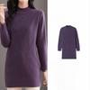 Half Turtleneck Sweater Dress for Women Solid Color Long-sleeved Mid-length Knitted Sweater Autumn and Winter Casual Loose Pullover