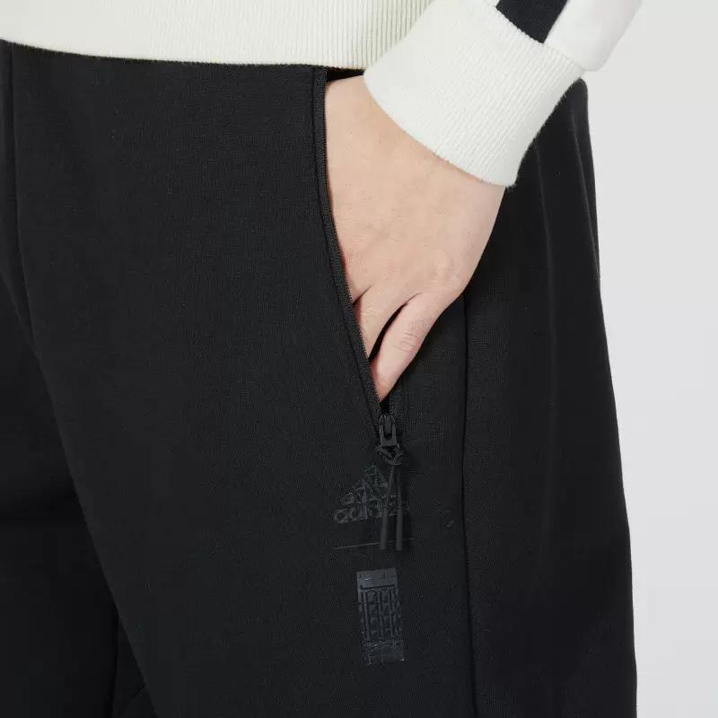 Adidas Pantaloni de jogging conici cu talie elastică de culoare pură Bărbați Jos Negru HN8962