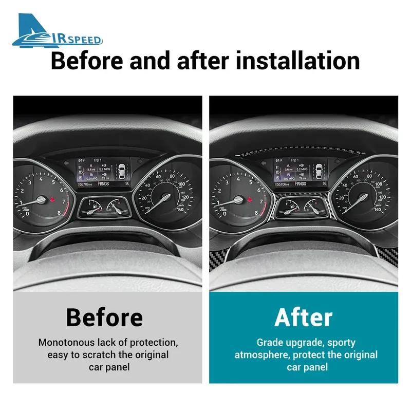 For Ford Focus SE Ecoboost 2012 2013 2014 2015 2016 2017 2018 Real Soft Carbon Fiber Sticker LHD RHD Car Speedmeter Frame