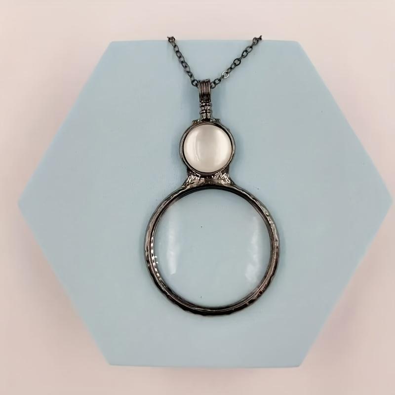 1 Metal Circular Magnifying Glass Pendant Reader Reading Magnifying Glass Pendant Sweater Chain Pendant Lens Pendant Necklace Fashion Mother's Day
