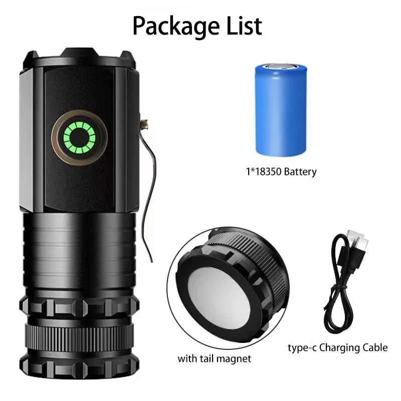 5000 MAH Powerful LED Flashlight Rechargeable Lamp Side Light Waterproof Tactical Lantern Handheld Torch Outdoor Camping Hiking