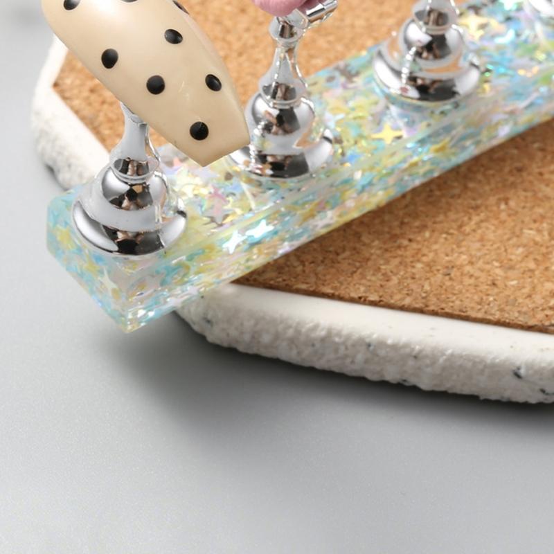 Trendy Nail Practice Stands With Popular Snowflake Waves Patterns In Highly Transparency Acrylic for Nail Artists