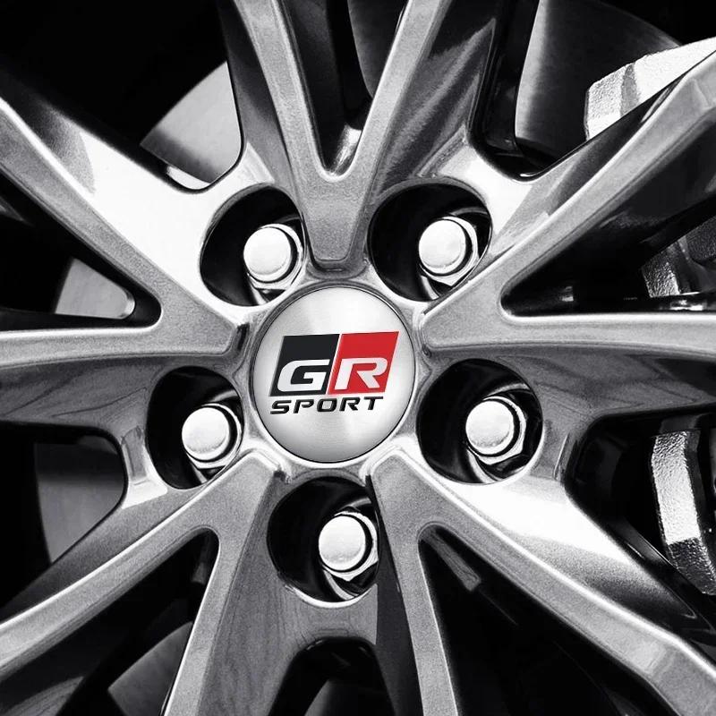 4 Piezas 56mm Pegatinas Tapacubos Centrales de Rueda de Coche Logo GR Sport Calcomanía de Llanta Para Toyota Corolla 86 Supra CHR Yaris Camry Prius Rav4 Auto