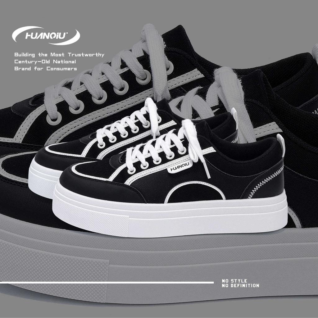 Global casual board shoes men's ZHQ-HY1008 summer Korean version of trendy shoes versatile platform students low-top black men's shoes