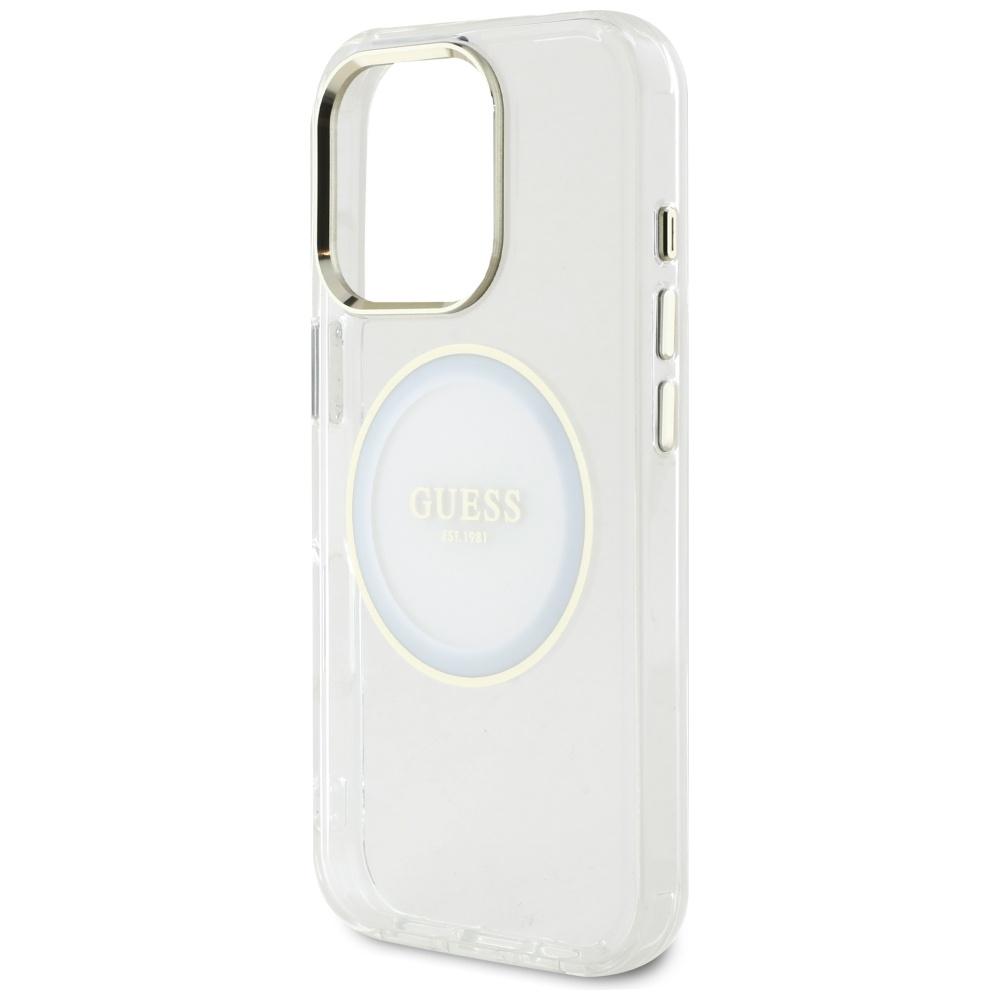 Etui Guess Iml Metal Colored Circle      Classic Logo Magsafe Do Iphone 16 Pro Biały