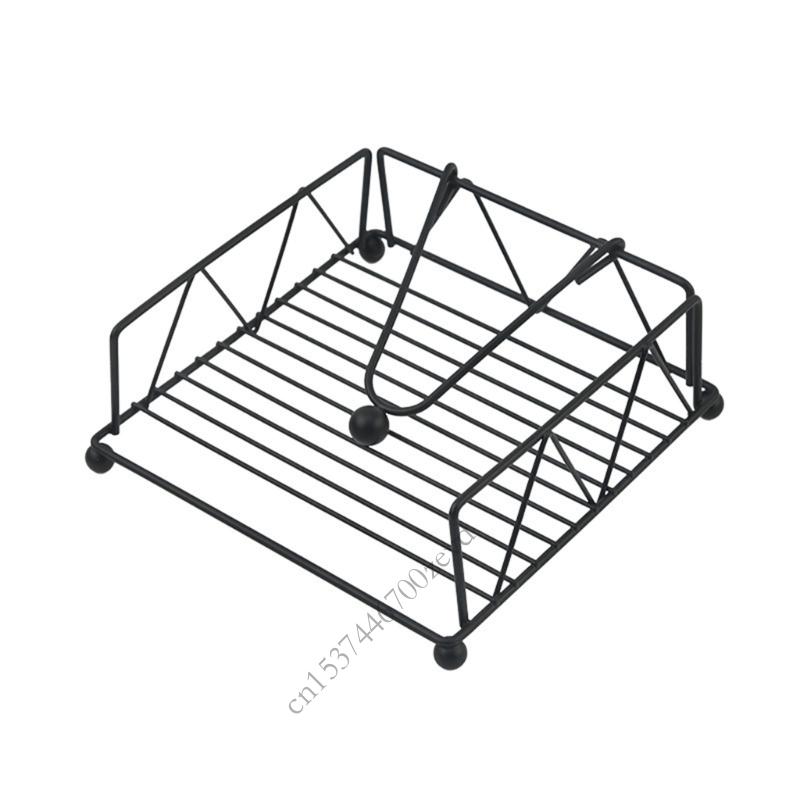 Modern Nordic Square Napkin Holder Iron Kitchen Storage For Dining Table Countertop Paper Rack P9YB