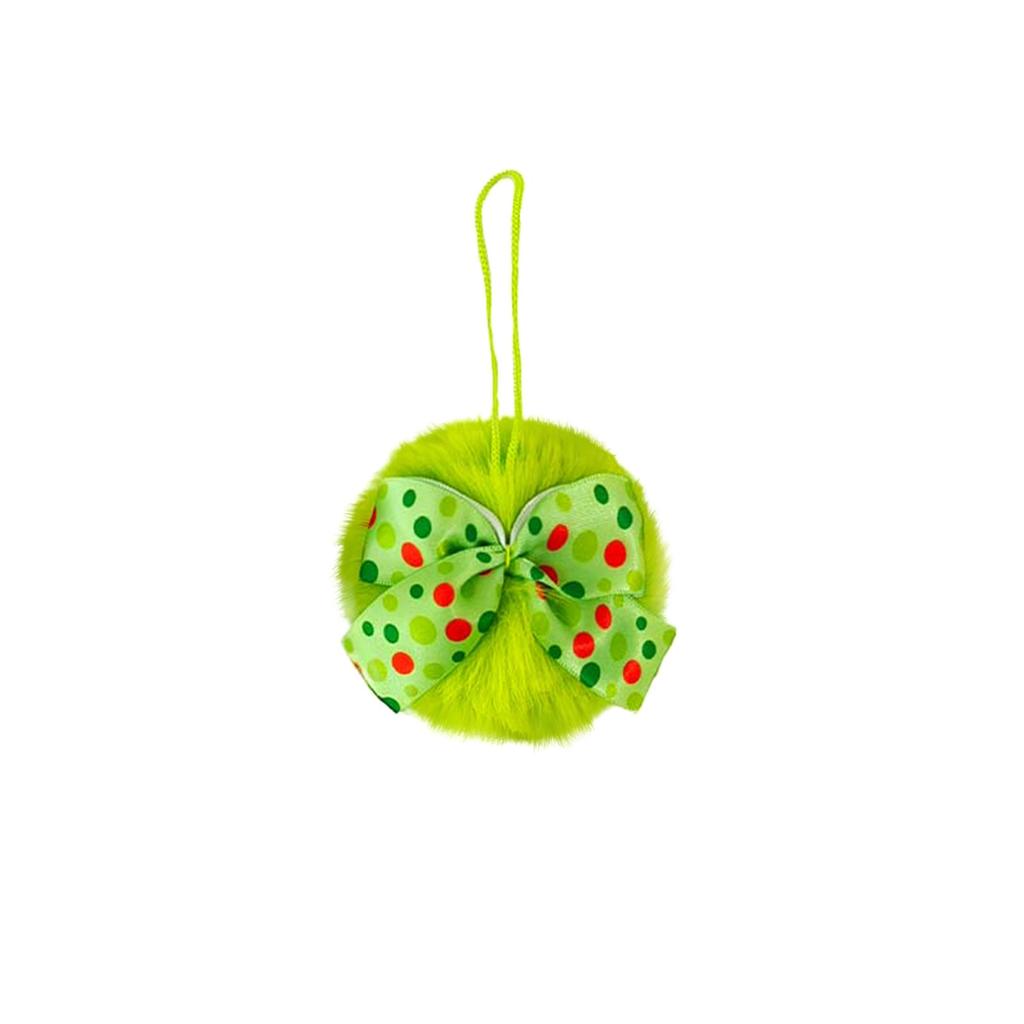 Christmas Bow Plush Ball Pendant, 8cm Festive Party Ball Decoration, Plush Ball Decorative Pendant, Christmas Tree Decorative Pendant.