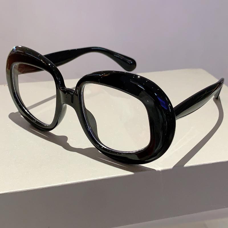 KAMMPT New Oval Eyeglasses Candy Color Oversized Fashion Vintage for Women Trendy Brand Design Non-prescription Eyewear