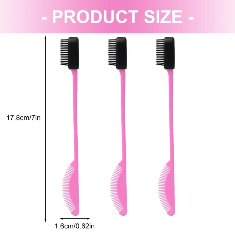 3Pcs Silicone Makeup Tool Set Double Sided Brow Brush And Hair Styler For Quick Touches Ups Travel