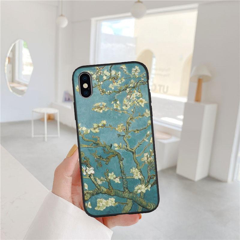 BF101 Starry Night Van Gogh Painting Soft Shell Phone Case for iPhone 16 15 14 13 12 Pro Max Plus Mini