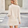 Ladies' Casual And Fashionable Solid Color Long Sleeved Short Skirt Set