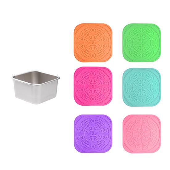 

Чашка для соуса из нержавеющей стали с силиконовой крышкой Герметичный квадратный контейнер для закусок для детей Не содержащий БФА Штабелируемый ланч-бокс для школы пикника S 1pc