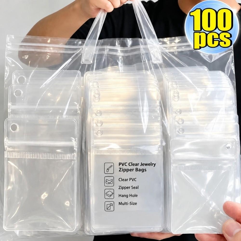 100pcs Transparent Jewelry Storage Bags Anti-Oxidation DIY Transparent Bag Self Sealing Bags