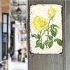 Vintage Yellow Rose Tin Sign French Country Garden Decor Rustic Floral Wall Art Gardener Gift