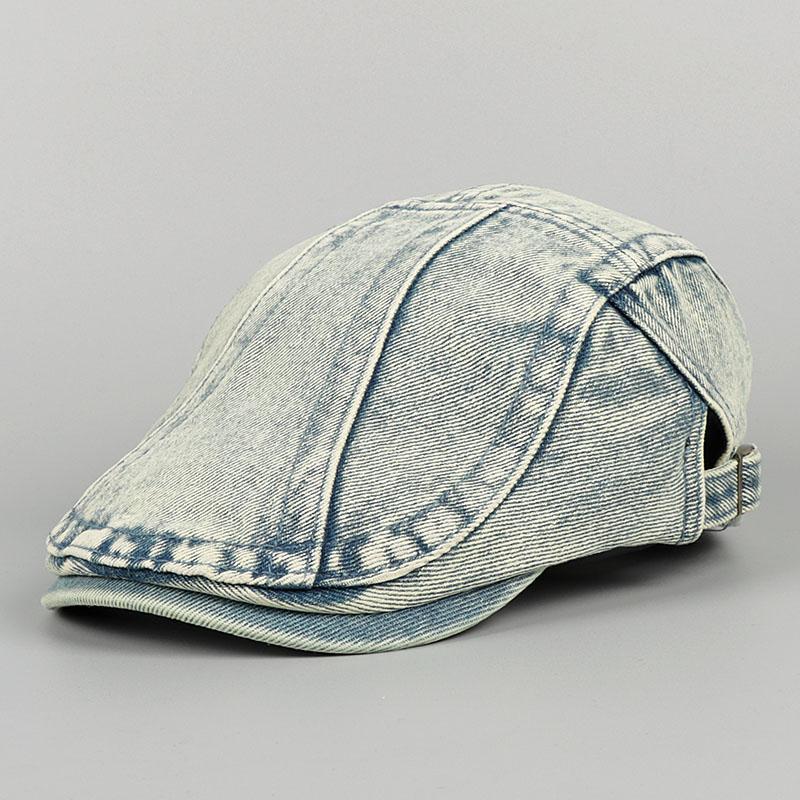 Zwarte Denim Baret Hoed Dames Man Zomer Unisex Mode Baret Beret Katoen Vintge Nieuwskop Petten Zwart Verstelbaar Ivy Platte Pet