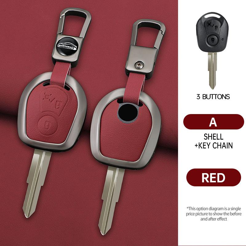

Zinc Alloy+Leather Car Remote Car Key Case Cover Shell Fob For Ssangyong Actyon Kyron Rexton Korando Keychain Stylingaccessories