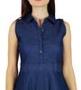 Bimba Womens Pleated A-line Dress With Pockets Casual Denim Shift Shirt