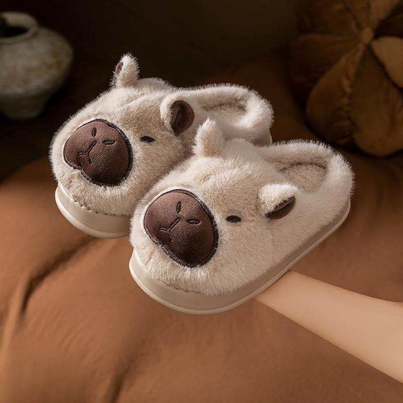 Kids' Cartoon Cotton Slippers – Cozy, Fleece-Lined, Thick Sole Fur Slippers for Boys. Perfect for Autumn & Winter Indoor Comfort.