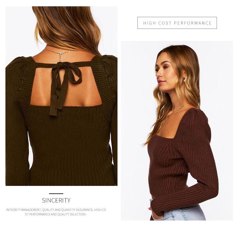 2023 Autumn/Winter Slim Fit Long Sleeve Knit Sweater with Butterfly Tie Back