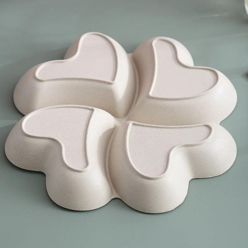 Podnos na ovocný talíř se 4 mřížkami Kreativní talíře ve tvaru srdce Úložný box Talíře na svačiny na sušené ovoce Dělené bonbóny Zásobník na dezertní talíře