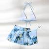 Costume da bagno da donna con stampa tie-dye, reggiseno push-up imbottito sexy da spiaggia, costume da bagno