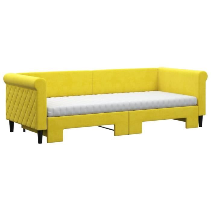 VidaXL Lit de jour avec lit gigogne et matelas jaune 80x200 cm velours 3197793